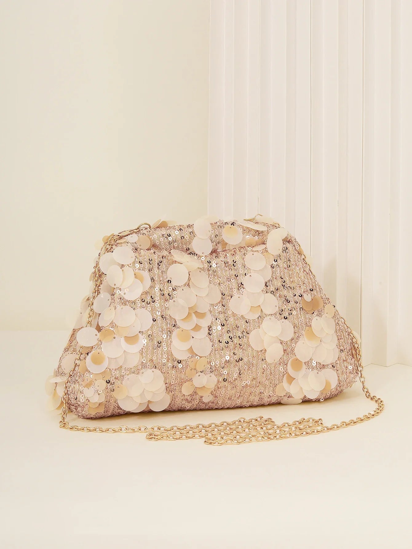 Dinner bag Fashion sequin messenger bag Women's simple handbag, large sequin clutch bag Versatile chain shoulder messeng  bag