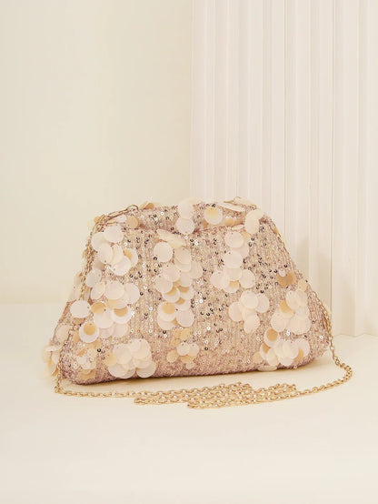 Dinner bag Fashion sequin messenger bag Women's simple handbag, large sequin clutch bag Versatile chain shoulder messeng  bag
