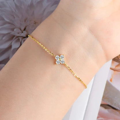 Clover GRA Certified 2cttw D Color Moissanite Bracelet for Women Girl 925 Silver Pass Diamond Test Hand Link Bracelets Gift