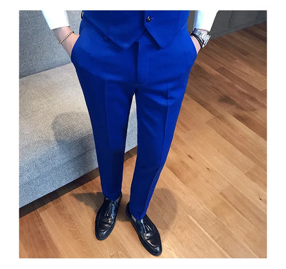 2022 Spring Summer New Men Suit Pants Solid Color Casual Business Dress Pants Slim Fit Trousers Formal Men Social Casual Pants