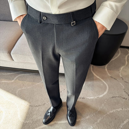 New Lnvisible Elastic Waistband Design Men Business Casual Pants High Quality Solid Slim Office Social Dress Suit Pant Oversized