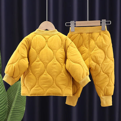 New Winter Baby Clothes Set Children Boys Thick Cotton Jacket Pants 2Pcs/Sets Infant Girls Clothing Toddler Coat Kids Tracksuits