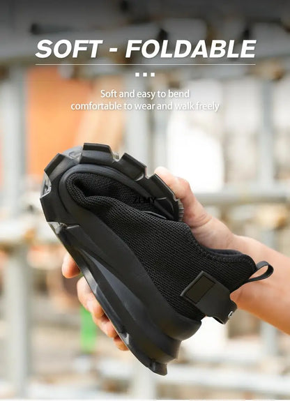 Black Safety Shoes Men Steel Toe Sneakers Lightweight Puncture Proof Work Safety Boots Man Breathable Working Shoes Anti-smash
