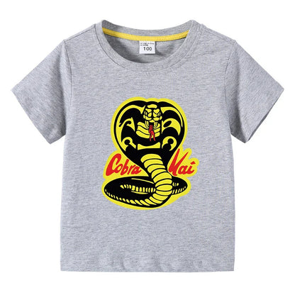 Cobra Kai Printed Summer Chlidren' T-shirt Boys Girls O-Neck Short Sleeve Tees Kids Pure Cotton Clothing Baby Boys Gift