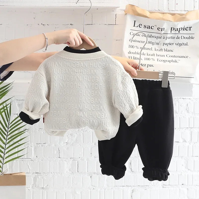 New Autumn Baby Clothes Set Children Boys Long Sleeved Suit Jacket T-Shirt Pants 3Pcs/Set Toddler Letter Costume Kids Tracksuits