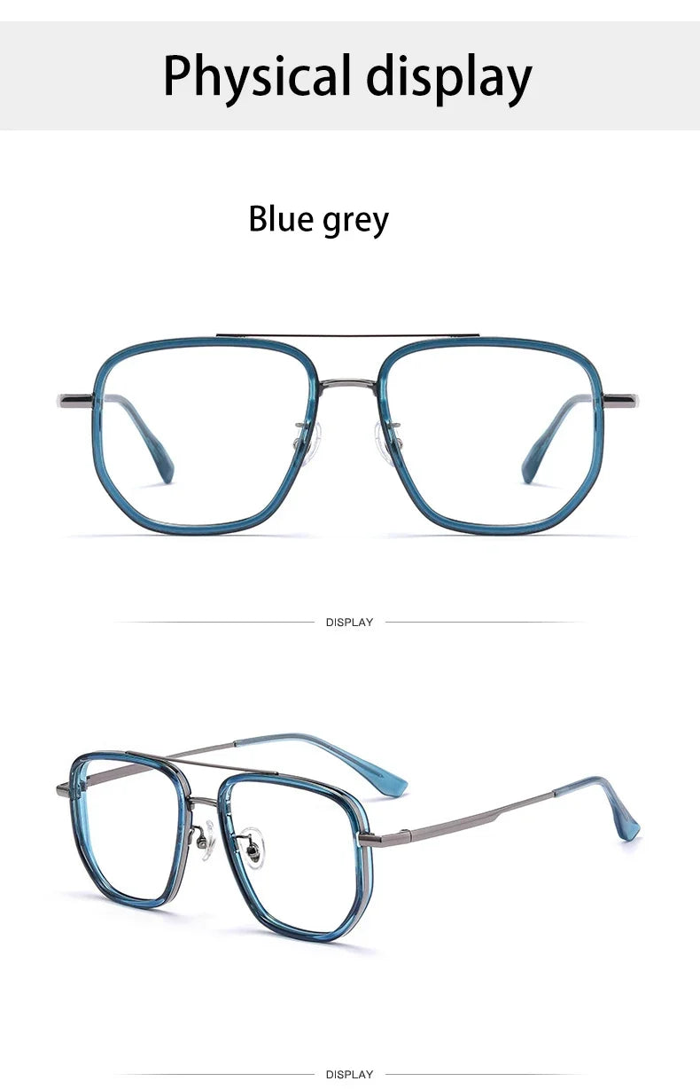 Ultra Lightweight Titanium Frame TR90 Retro Polygonal Eyeglasses Frames Anti Blue Light Glasses Customizable Prescription