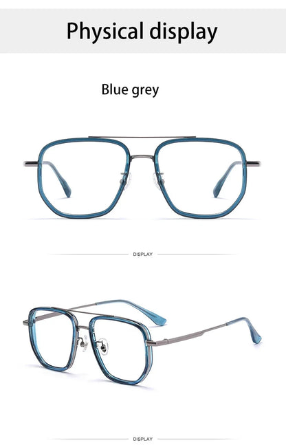 Ultra Lightweight Titanium Frame TR90 Retro Polygonal Eyeglasses Frames Anti Blue Light Glasses Customizable Prescription