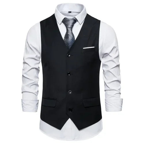 Blue Suit Vest, Men's Business Sleeveless Vests Jacket, Asian size S-6XL, Wedding Party Waistcoat, Red Purple Black Gray