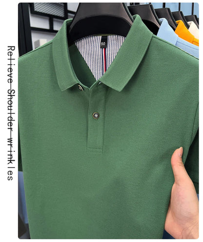 100% pure cotton high-end short sleeve polo shirt men's summer fashion new breathable Korean business casual golf brand T-shirt