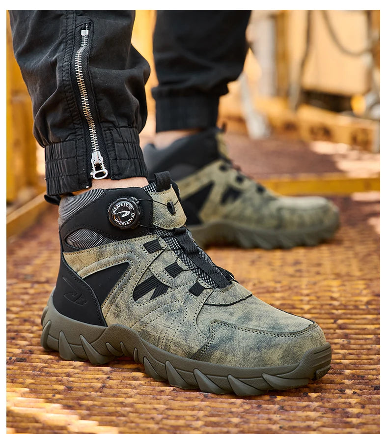 Safety Rotating button  Boots Men Outdoor tactical boots Indestructible shoes Puncture-Proof Work Boots Steel toe shoes Sneakers