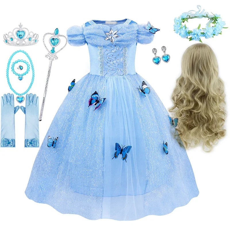 Kids Girls Cosplay Costume Children Summer Pageant Fantasy Cinderella Carnival Clothes Princess Birthday Dress 2-10 Yrs Clothes