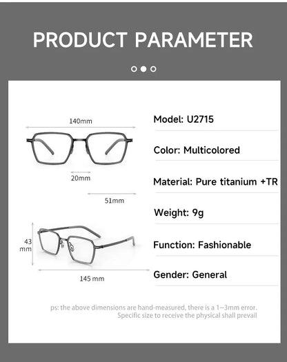 Simple Geometric Polygon Fashion Pure Titanium Vintage Design Blue Light Protection Glasses Customizable Prescription 2715