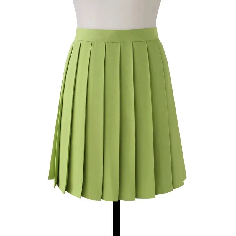 Women High Waist Pleated Midi Skirt Y2k Summer Knee-length Preppy Style Harajuku  Hot Street School Cosplay Casual Female Faldas