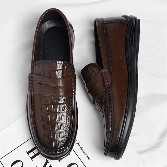 Mens Leather Mens Loafers Non Slip Walking Flats Breathable Driving Shoes Outdoor Slip on Casual Shoes Man Work Office Sneakers