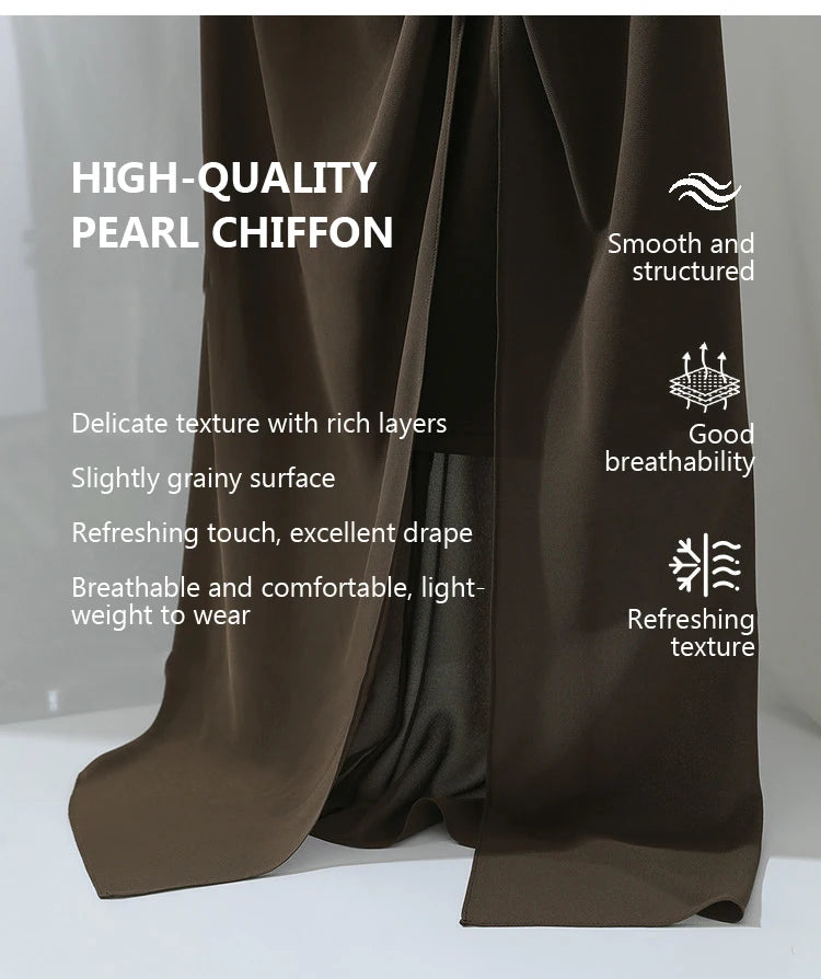 Women's Skirt 2026 Summer Elegant Chiffon Midi Skirt Pleated Side Slit Office Casual Versatile Women's Clothing 12612002