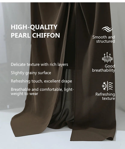 Women's Skirt 2026 Summer Elegant Chiffon Midi Skirt Pleated Side Slit Office Casual Versatile Women's Clothing 12612002