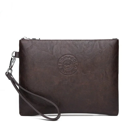 Nouvelle Pochette pour Homme Style Business Grand Portefeuille en Cuir PU Souple Homme avec Dragonne Sac Élégant Décontracté et Tendance Sac à Main Pochette Homme