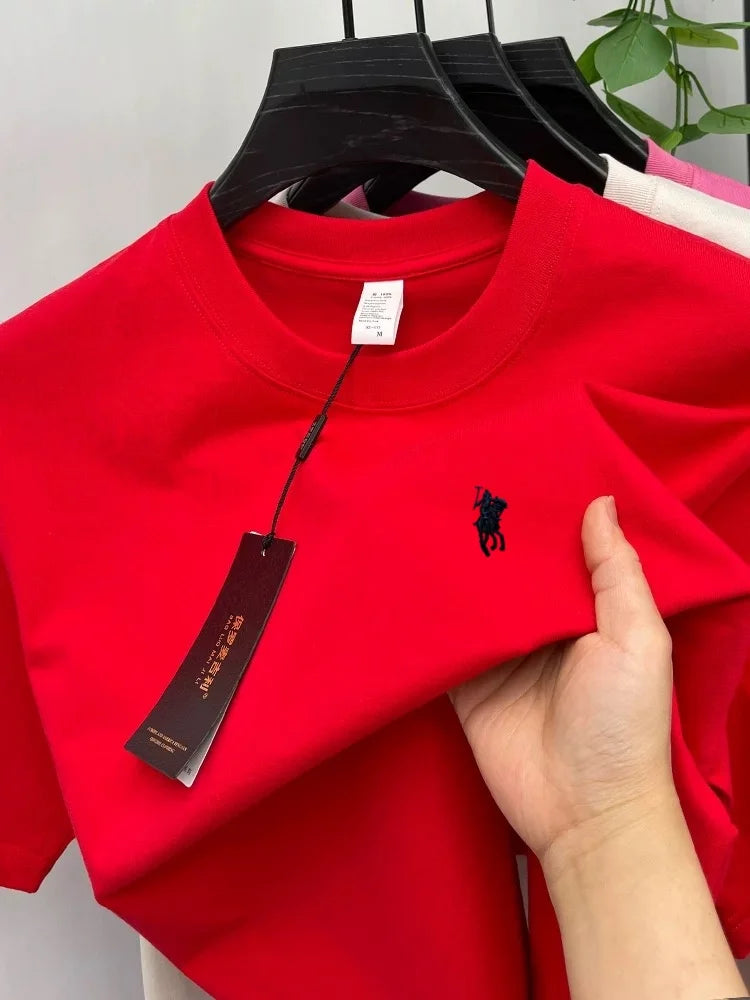 100% cotton high-end brand T-shirt short sleeve summer fashion classic pony embroidery round neck top luxury new Paul men's wear