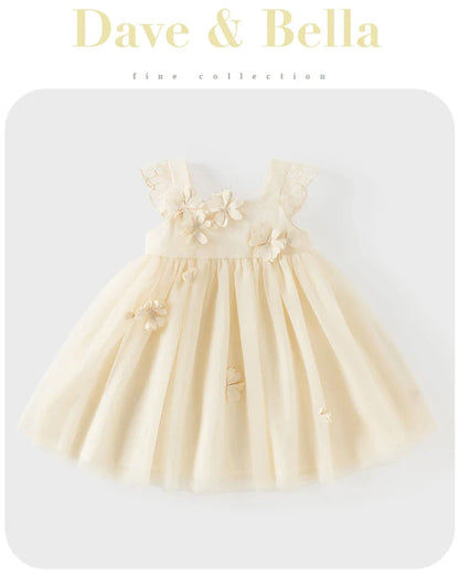 Dave Bella Girls Mesh Party Princess Dress Children Embroidery Sleeveless Ball Gown Dress Sweet Wedding Birthday DB2261852