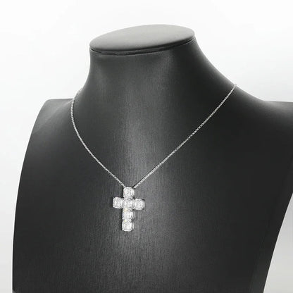 Luxury 12cttw Full 7*7mm Asscher Cut D Color Moissanite Pendant Necklace for Women S925 Silver Pass Diamond Test Neck Chain