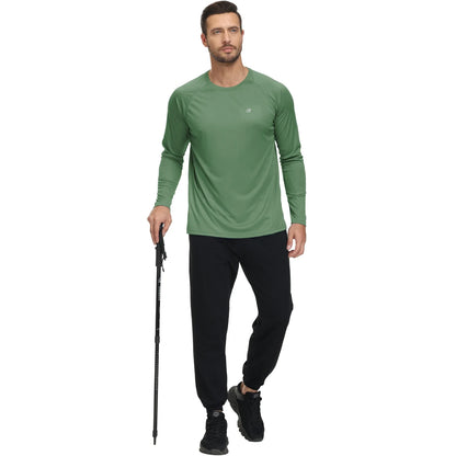 Men UPF 50+ Long Sleeve T-Shirt, Rash Guard Breathable Tops, Pullover Shirt for Sport Fishing Hiking Running Beach Surfing