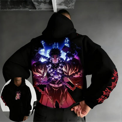 Demon Slayer Men's Hoodie Sweatshirt Gyomei Himejima Anime Spring Autumn Winter Boy Harajuku Long-sleeved Parent-child Outfit