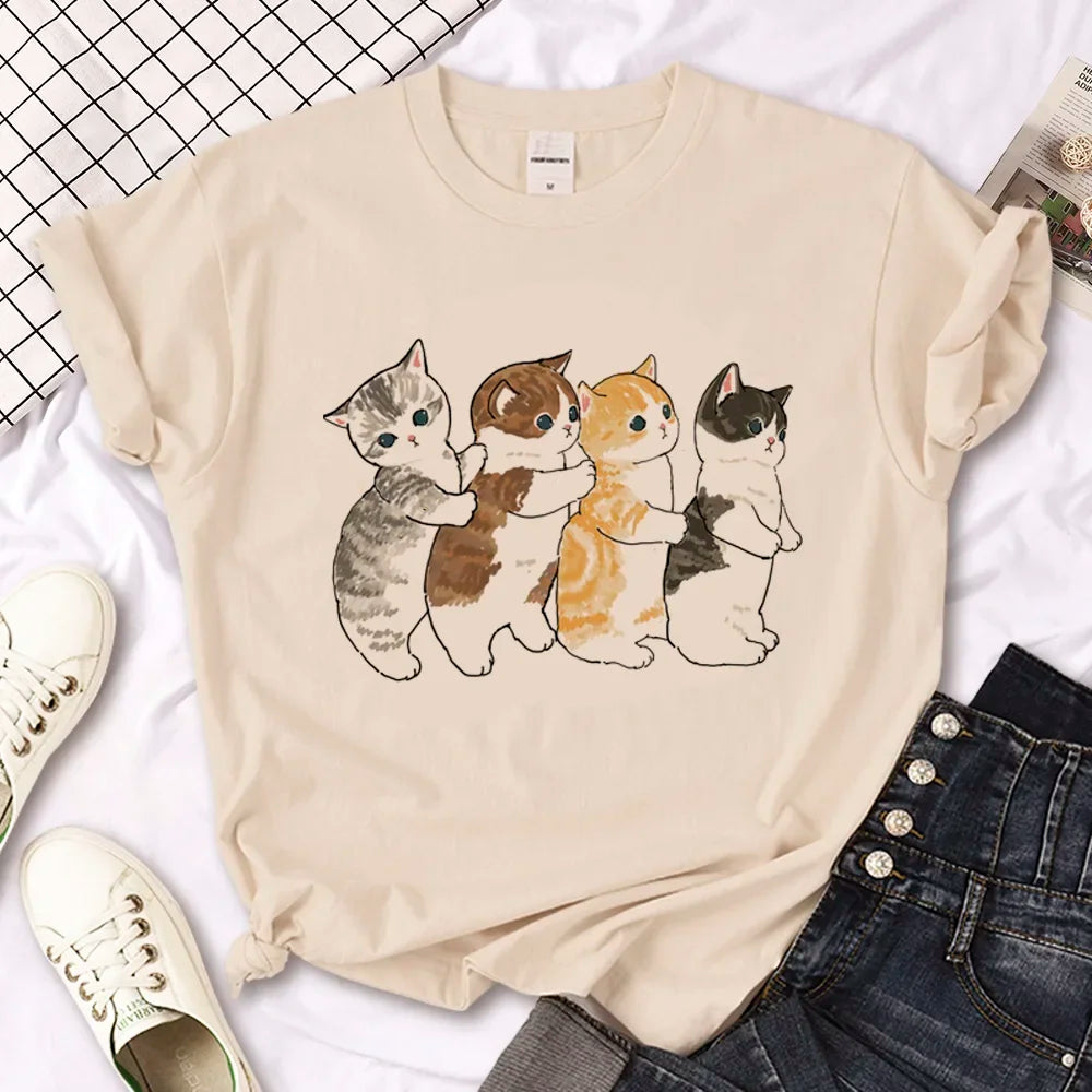 Cat top women streetwear summer anime t shirt girl y2k Japanese clothes