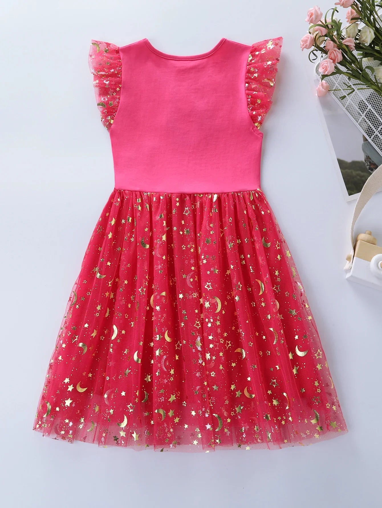 Summer New Girl's Cotton Unicorn Embroidered Mesh Spliced Sleeveless Dress SH1701