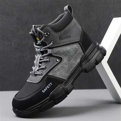 New Fashion 2026 High Top Safety Work Shoes Men Sneakers Steel Toe Cap Anti-puncture Indestructible Construction Site Boots