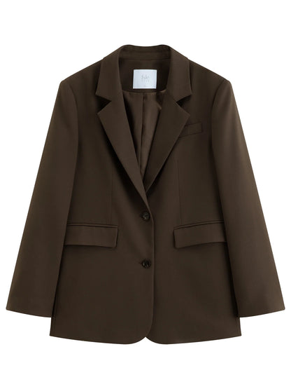 Retro-style Commuter Color-blocked Turn-up Cuff Blazer for Women 2026 Autumn New Style Single-breasted Coat Solid