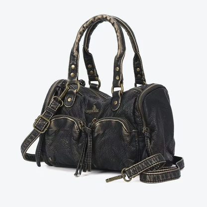 Vintage Women Handbags Small Satchel Top-handle Boston Bag PU Shoulder Bag Fashion Dumpling Pack Multi-pockets Shoulder Bags