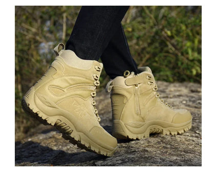 New Men Tactical Boots Army Breathable Desert High Quality Unisex Waterproof Male Hunting Boots Ankle Work Climbing Hiking Shoes