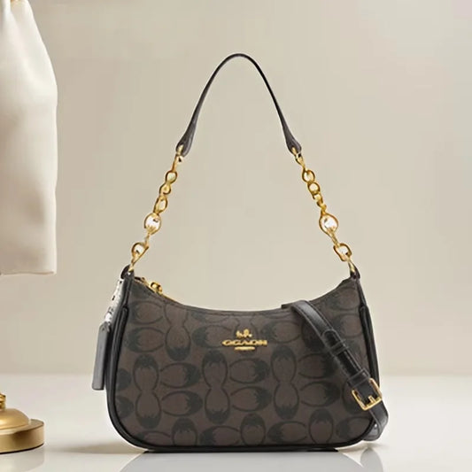 Women's Chain Bags Pvc Geometric Print Handbag Shoulder Crossbody Bag Women's Underarm Bag Suitable For Daily Outfit Matching