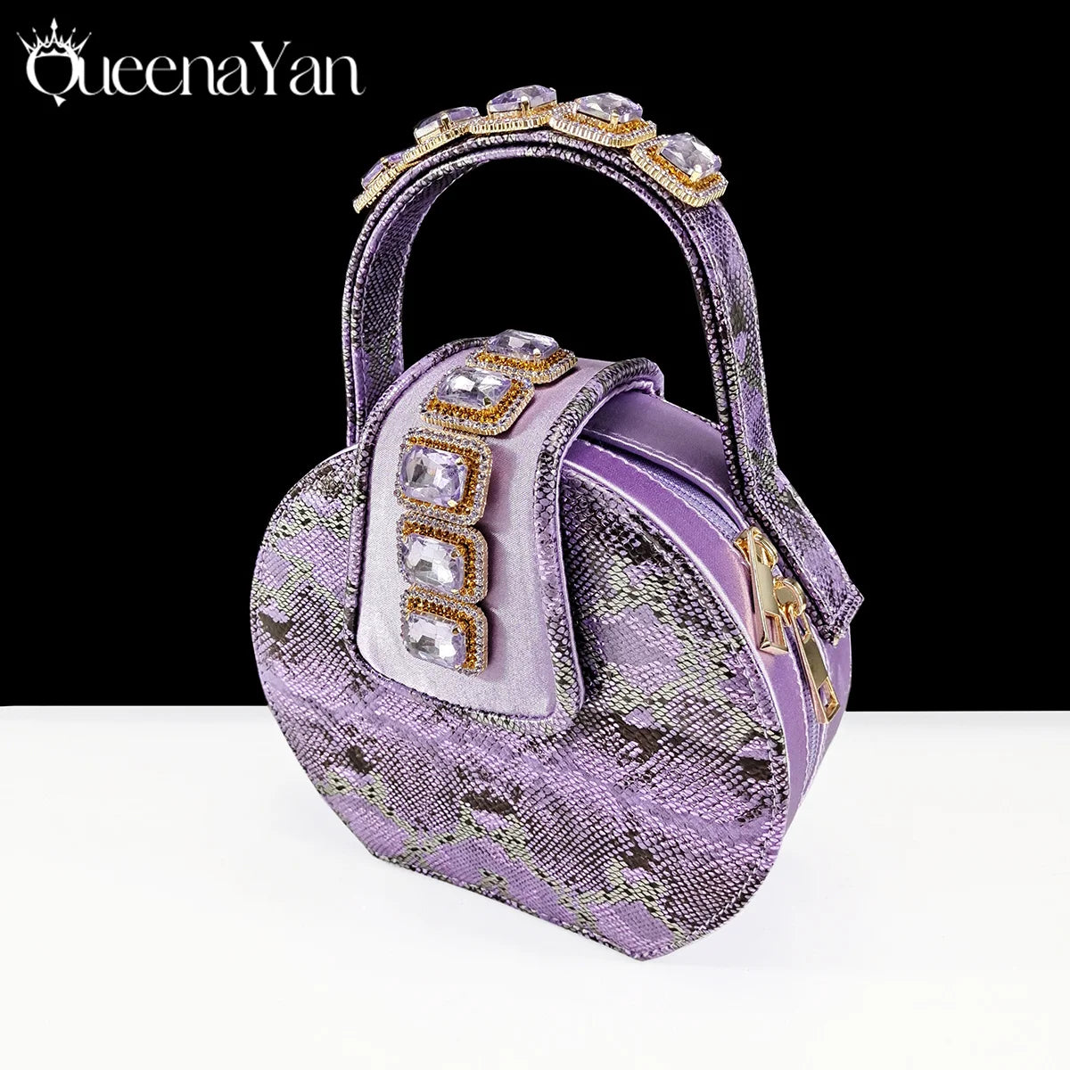 New Luxurious Italian Women's Party Shoes&Bag Set Elegant Golden Rhinestone  Sandals with Peep Toe High Heels Wedding