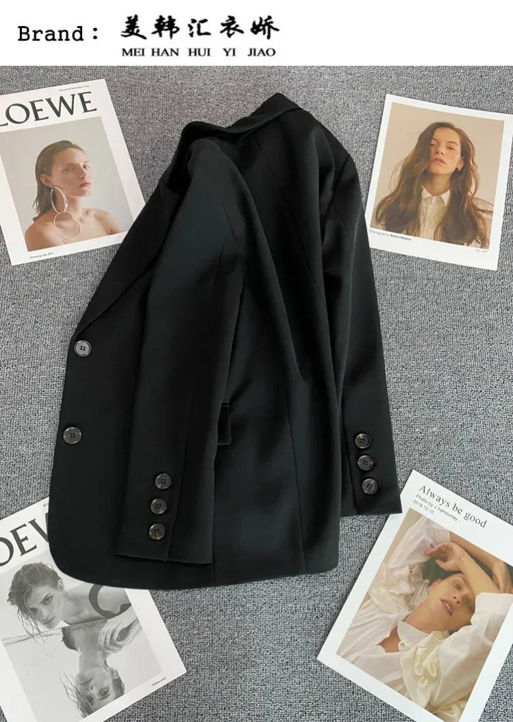 Elegant Office Lady Blazers for Women 2025 Fashion Long Sleeve Single Button Blazer Coats Female Top Suit Jackets Outerwears