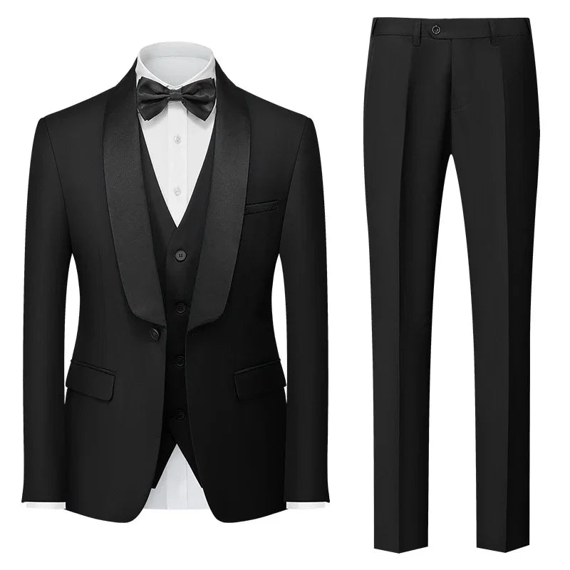 Red Men's Suit 3 Piece, Wedding Party Dress Jacket with Pants Vest, Blue, Green, Gray, Black Available, Asian Size M-5XL 6XL