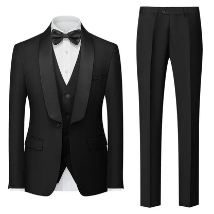 Red Men's Suit 3 Piece, Wedding Party Dress Jacket with Pants Vest, Blue, Green, Gray, Black Available, Asian Size M-5XL 6XL