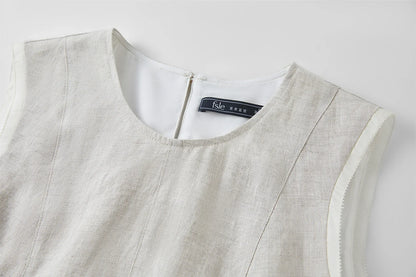 Sleeveless Round Neck Women's Shirt Subtle A Line Style 2025 Summer New Collection Shirts 25FE12079