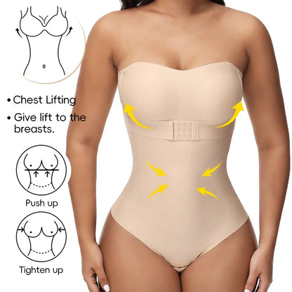 Strapless Thong Bodysuits 4XL Women Belly Control Full Body Shaper Push Up Breast Underwear Plus Size Women's Clothing