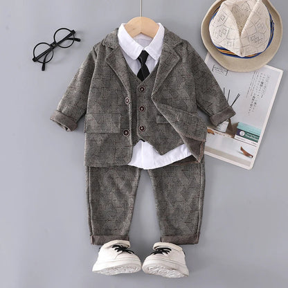 New Autumn Baby Boys Clothes Suit Children Coat Vest Shirt Pants 4Pcs/Set Kids Clothing Infant Outfits Toddler Casual Tracksuits