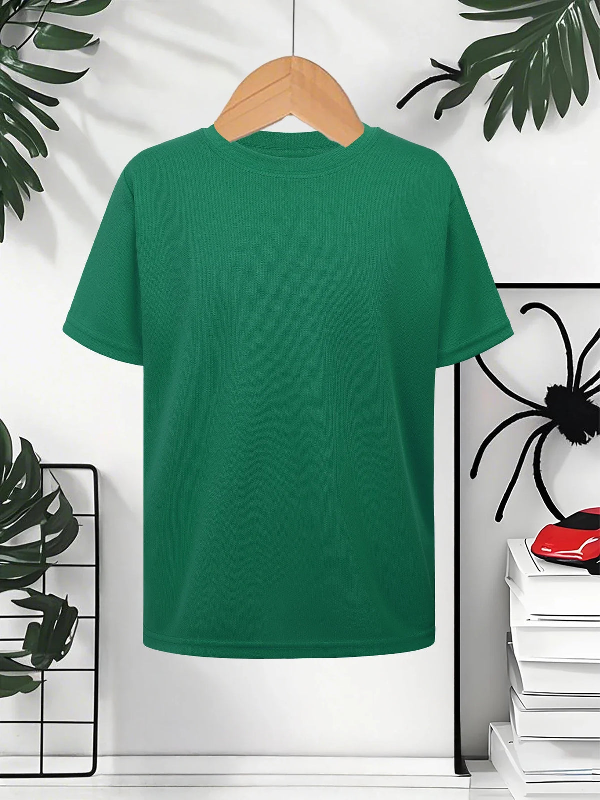 Men's summer fashion casual loose pattern printed sports round neck short sleeved quick drying T-shirt top