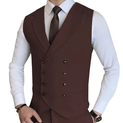 Men Vest Champagne Solid Double Button Waistcoat For Wedding Birthday Banquet Party Work Business Casual Men Suit Vest
