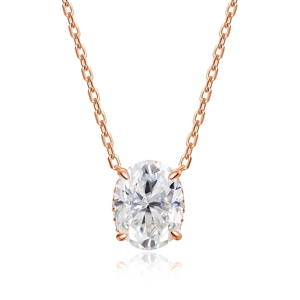 1-4.5ct Oval Cut Moissanite Necklaces for Women Daily Jewelry Solid 925 Silver Chain Wrap Diamond Pendant Birthday Gift