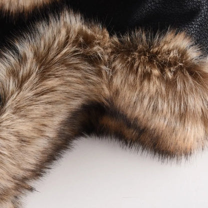 New Leather Winter Hat Faux Fur Lined Pilot Ski Ushanka Thicken Warm Windproof Snow Cap With Ear Flap Men's Hats & Caps