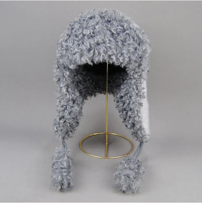 Real Fur Wool Hat Unisex New Winter Warm Bomber Russian Ushanka Hats With Ear Flaps Cow Leather Thick Snow Earflaps Baseball Cap