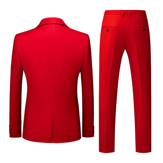 2026 New Men's Suit 3-Piece, Wedding Party Dress Jacket Vest Trousers, Fashion Slim Fit Blazer Waistcoat Pants Red Blue Green