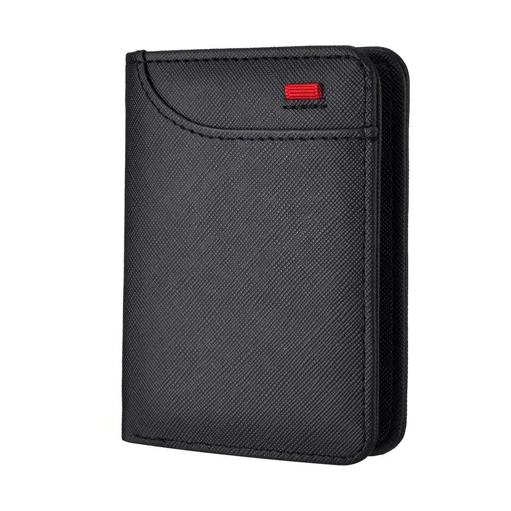 Men's Vertical Slim Wallet - Multi-Card Holder with ID Window, Compact Mini Card Bag for Youth & Students, Small Change Pocket
