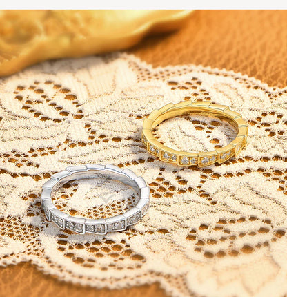 S925 Silver Snake Ring Pave Moissanite Wedding Eternity Band Stackable Luxury Fine Jewelry forWomen Pass Diamond Tester