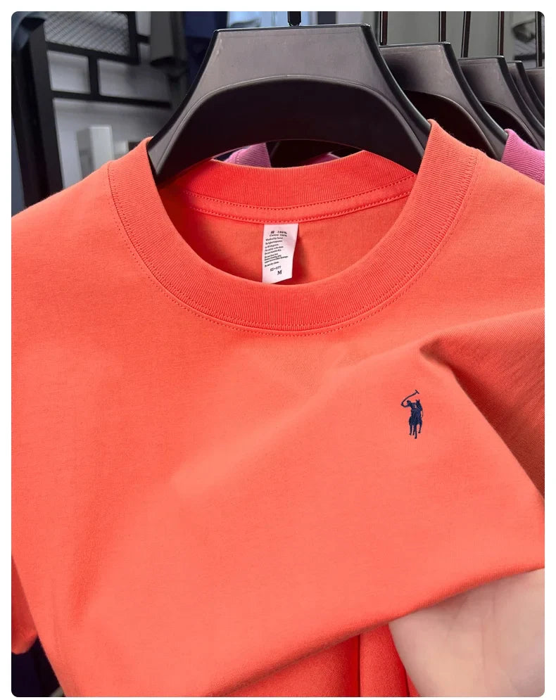 100% cotton high-end short sleeve T-shirt summer designer brand pony embroidery round neck top fashion casual golf men's wear