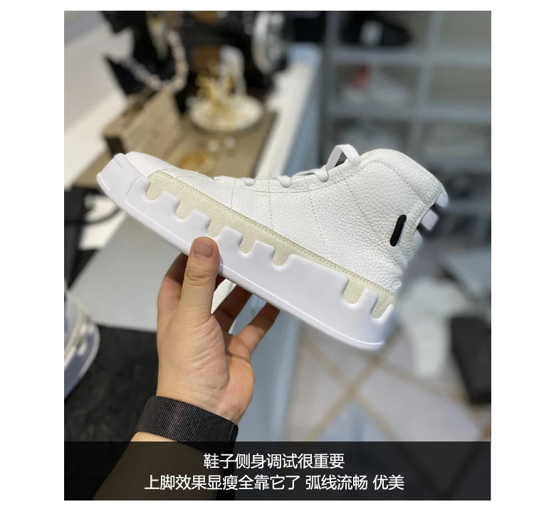 American European Fashion Casual Shoes Men High-top Sneaker Boots Cowhide Comfortable Leather Ankle Boots Lace-up Flat Trainers